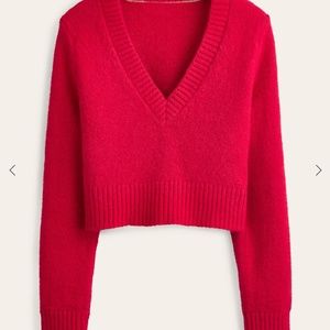 NWT Fluffy Cropped V Neck Sweater - Boden USA